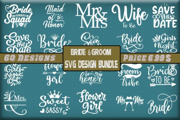 Bride Groom SVG Design Bundle: Graphics for T-Shirt Designs & Local Branding
