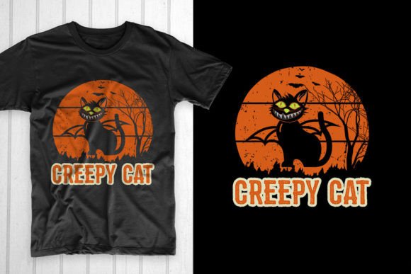 Creepy Cat Halloween Design: Graphics & T-Shirt Designs