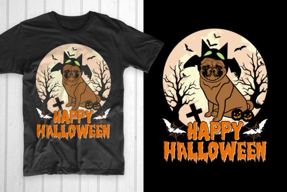 Happy Halloween Pug Loving T-Shirt Graphics