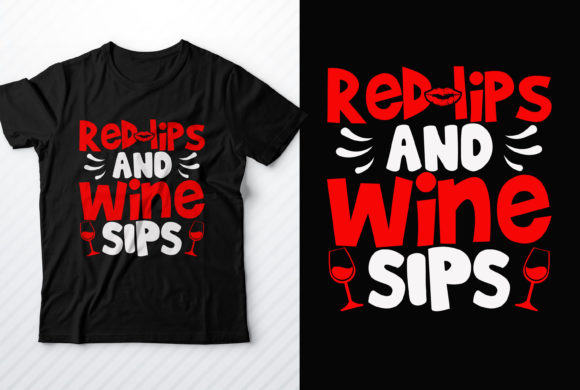 Red Lips and Wine Sips: A Playful Graphic for Branding & T-Shirt Designs