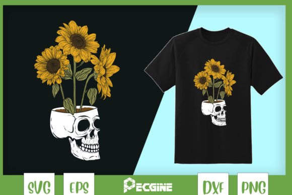 Skull Plant Sunflower Funny Gardening Graphics