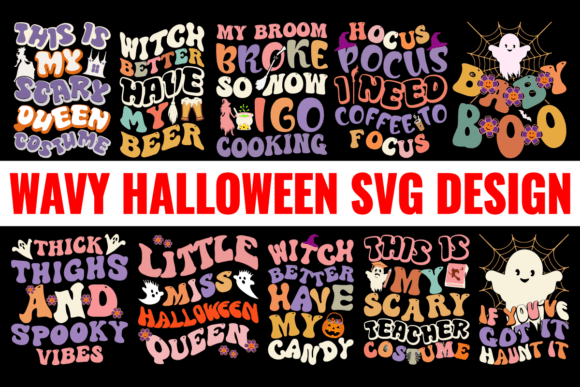 Wavy Halloween SVG Design Bundle: Graphics & T-Shirt Designs
